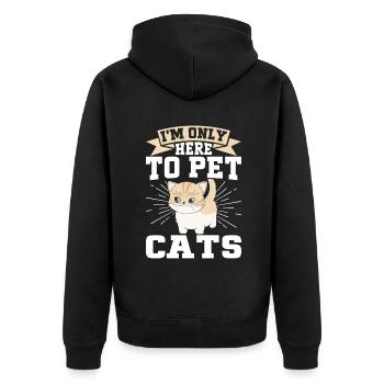 Cat Dad Gifts - Unisex Premium Bio Zip Hoodie - Schwarz - Hinten - Nico (187cm)