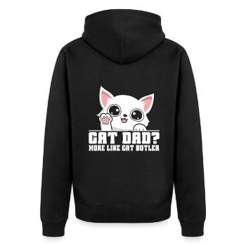 Cat Dad Gifts - Unisex Premium Bio Zip Hoodie - Schwarz - Hinten - Nico (187cm)