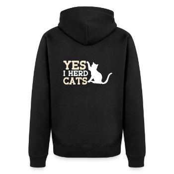 Cat Dad Gifts - Unisex Premium Bio Zip Hoodie - Schwarz - Hinten - Nico (187cm)