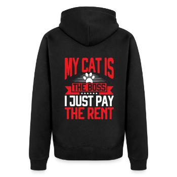 Cat Dad Gifts - Unisex Premium Bio Zip Hoodie - Schwarz - Hinten - Nico (187cm)