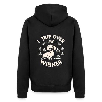 I Trip Over My Wiener 3 - Unisex Premium Bio Zip Hoodie - Schwarz - Hinten - Nico (187cm)