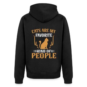 Cat Dad Gifts - Unisex Premium Bio Zip Hoodie - Schwarz - Hinten - Nico (187cm)