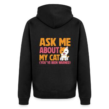 Cat Dad Gifts - Unisex Premium Bio Zip Hoodie - Schwarz - Hinten - Nico (187cm)