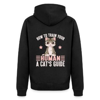 Cat Dad Gifts - Unisex Premium Bio Zip Hoodie - Schwarz - Hinten - Nico (187cm)