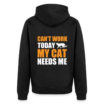 Cat Dad Gifts - Unisex Premium Bio Zip Hoodie - Schwarz - Hinten - Nico (187cm)