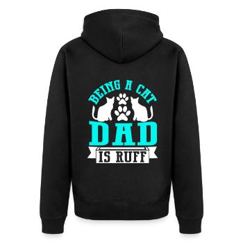 Cat Dad Gifts - Unisex Premium Bio Zip Hoodie - Schwarz - Hinten - Nico (187cm)