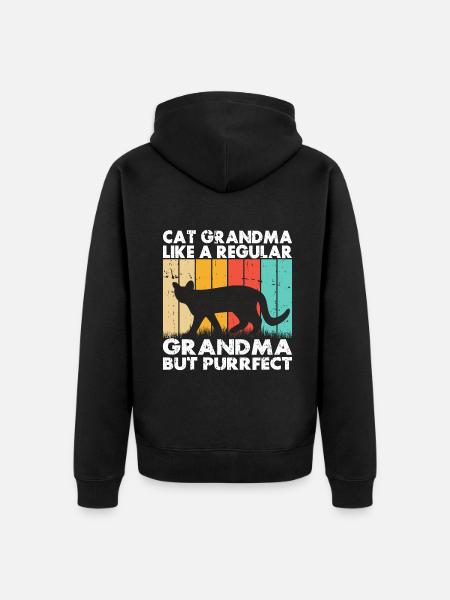 Cadeaux de grand-mère chat - Veste à capuche bio Premium Unisexe - noir