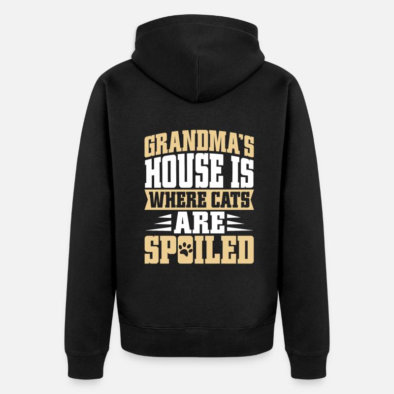 Cadeaux de grand-mère chat - Veste à capuche bio Premium Unisexe - noir