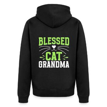 Cadeaux de grand-mère chat - Veste à capuche bio Premium Unisexe - noir - Dos - Nico (187cm)