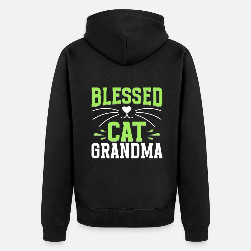 Cadeaux de grand-mère chat - Veste à capuche bio Premium Unisexe - noir