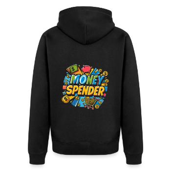 Money Spender 7 - Unisex Premium Bio Zip Hoodie - Schwarz - Hinten - Nico (187cm)