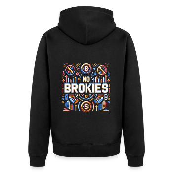 No Brokies 7 - Unisex Premium Bio Zip Hoodie - Schwarz - Hinten - Nico (187cm)