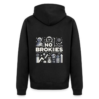 No Brokies 8 - Unisex Premium Bio Zip Hoodie - Schwarz - Hinten - Nico (187cm)