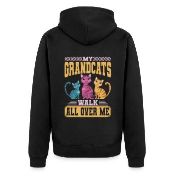 Cadeaux de grand-mère chat - Veste à capuche bio Premium Unisexe - noir - Dos - Nico (187cm)