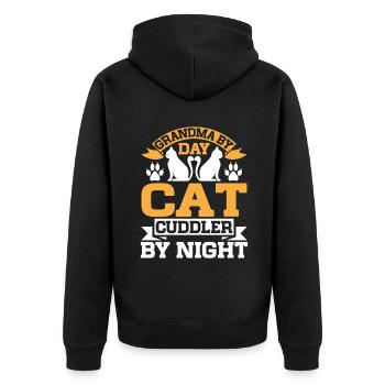 Cadeaux de grand-mère chat - Veste à capuche bio Premium Unisexe - noir - Dos - Nico (187cm)