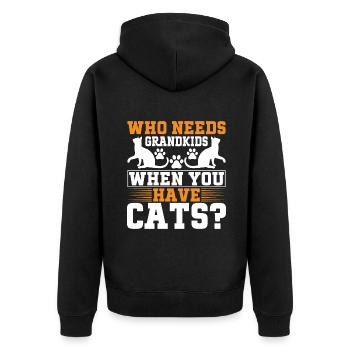 Cadeaux de grand-mère chat - Veste à capuche bio Premium Unisexe - noir - Dos - Nico (187cm)