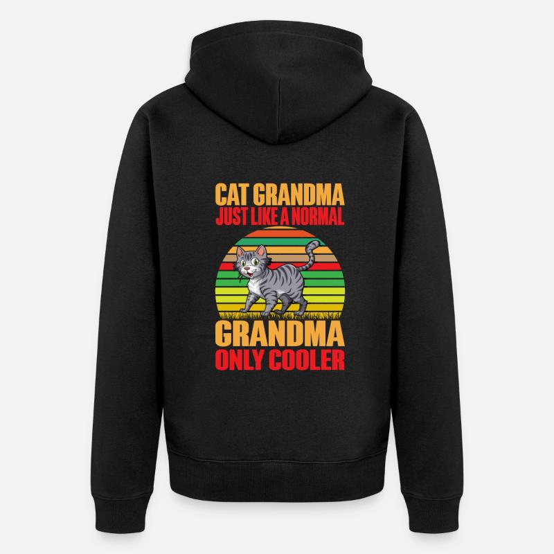 Cadeaux de grand-mère chat - Veste à capuche bio Premium Unisexe - noir