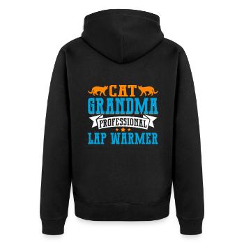 Cat Grandma Gifts - Unisex Premium Bio Zip Hoodie - Schwarz - Hinten - Nico (187cm)