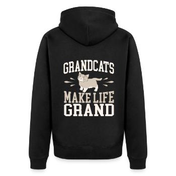 Cadeaux de grand-mère chat - Veste à capuche bio Premium Unisexe - noir - Dos - Nico (187cm)