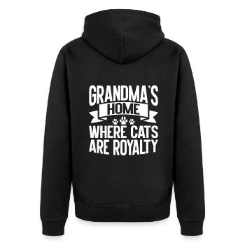 Cadeaux de grand-mère chat - Veste à capuche bio Premium Unisexe - noir - Dos - Nico (187cm)