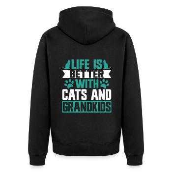 Cadeaux de grand-mère chat - Veste à capuche bio Premium Unisexe - noir - Dos - Nico (187cm)