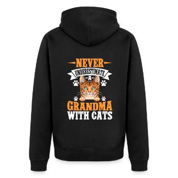 Cadeaux de grand-mère chat - Veste à capuche bio Premium Unisexe - noir - Dos - Nico (187cm)