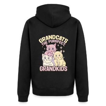 Cadeaux de grand-mère chat - Veste à capuche bio Premium Unisexe - noir - Dos - Nico (187cm)