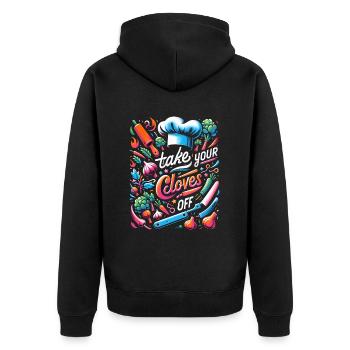 Take Your Cloves Off 6 - Unisex Premium Bio Zip Hoodie - Schwarz - Hinten - Nico (187cm)
