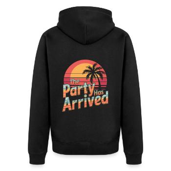 The Party Has Arrived 18 - Unisex Premium Bio Zip Hoodie - Schwarz - Hinten - Nico (187cm)