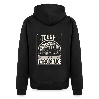 Tough As A Tardigrade 5 - Unisex Premium Bio Zip Hoodie - Schwarz - Hinten - Nico (187cm)