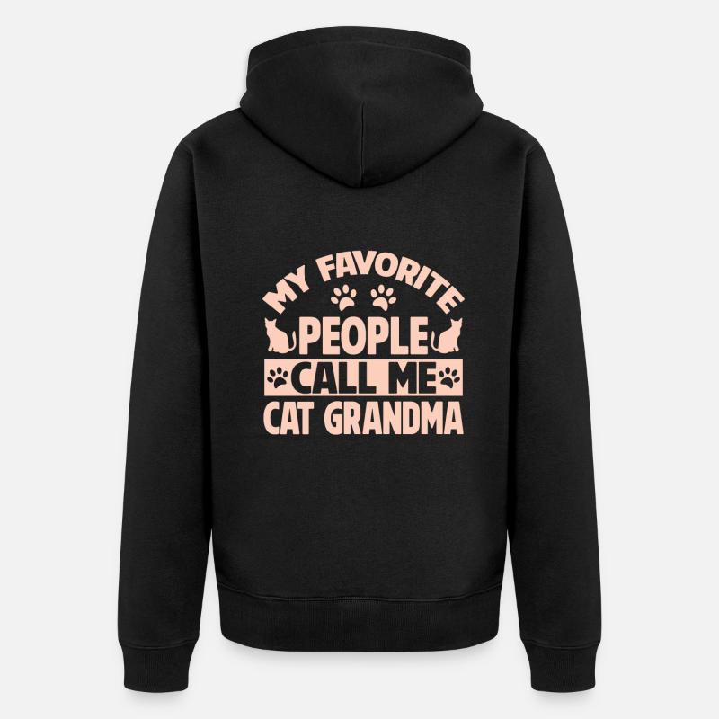Cadeaux de grand-mère chat - Veste à capuche bio Premium Unisexe - noir