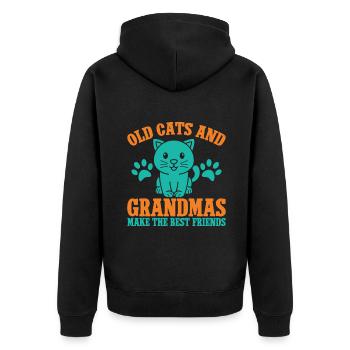 Cadeaux de grand-mère chat - Veste à capuche bio Premium Unisexe - noir - Dos - Nico (187cm)