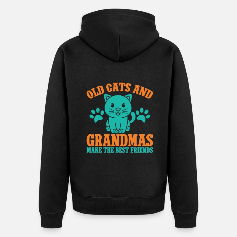 Cadeaux de grand-mère chat - Veste à capuche bio Premium Unisexe - noir