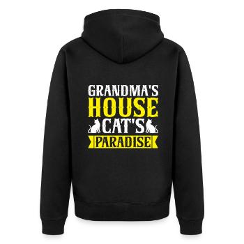 Cadeaux de grand-mère chat - Veste à capuche bio Premium Unisexe - noir - Dos - Nico (187cm)