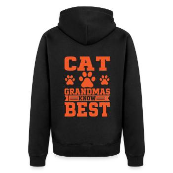 Cat Grandma Gifts - Unisex Premium Bio Zip Hoodie - Schwarz - Hinten - Nico (187cm)