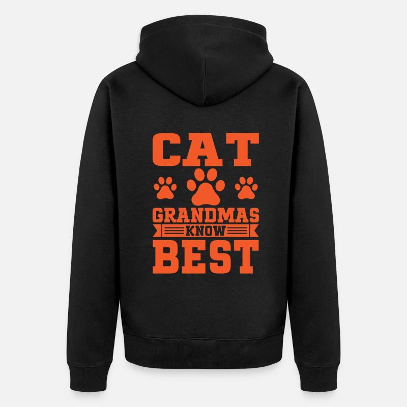 Cadeaux de grand-mère chat - Veste à capuche bio Premium Unisexe - noir