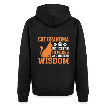 Cat Grandma Gifts - Unisex Premium Bio Zip Hoodie - Schwarz - Hinten - Nico (187cm)