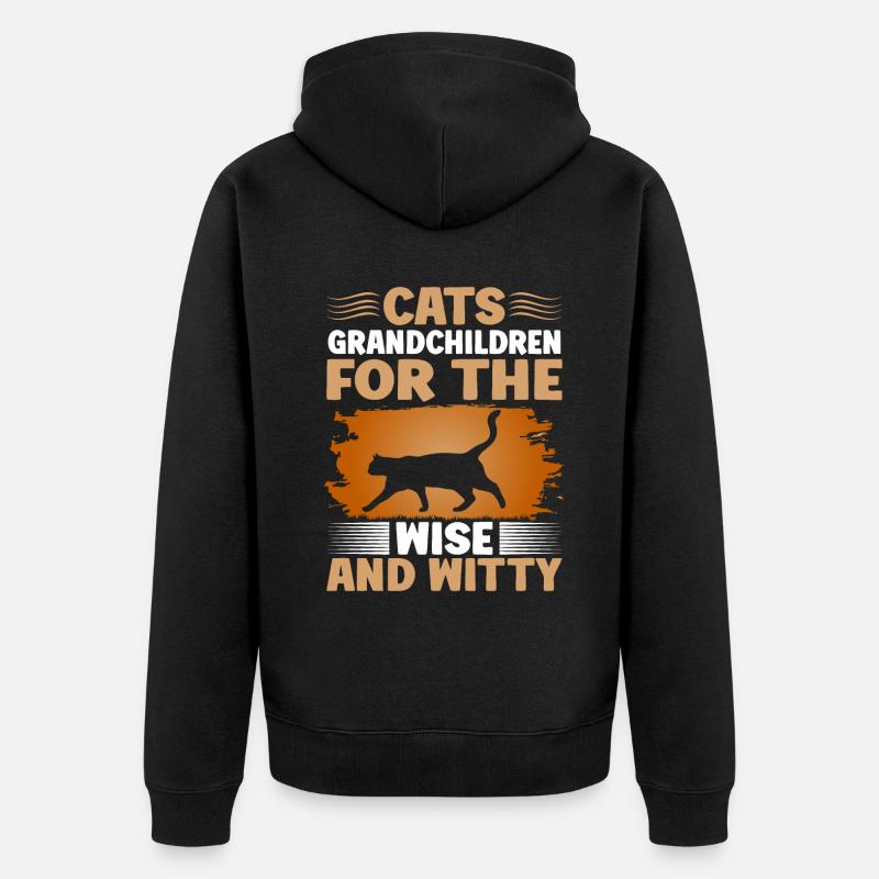 Cadeaux de grand-mère chat - Veste à capuche bio Premium Unisexe - noir