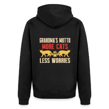 Cadeaux de grand-mère chat - Veste à capuche bio Premium Unisexe - noir - Dos - Nico (187cm)