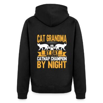 Cadeaux de grand-mère chat - Veste à capuche bio Premium Unisexe - noir - Dos - Nico (187cm)
