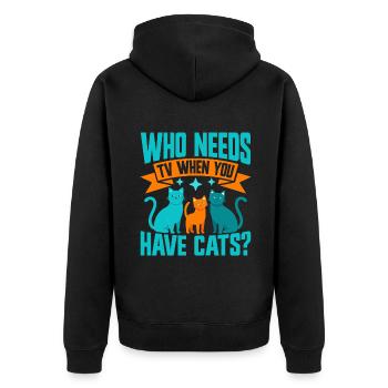 Cadeaux de grand-mère chat - Veste à capuche bio Premium Unisexe - noir - Dos - Nico (187cm)