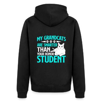Cadeaux de grand-mère chat - Veste à capuche bio Premium Unisexe - noir - Dos - Nico (187cm)