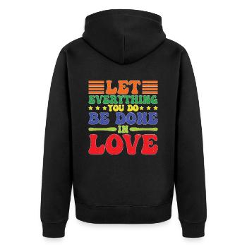 Let Everything You Do Be Done In Love 5 - Unisex Premium Bio Zip Hoodie - Schwarz - Hinten - Nico (187cm)
