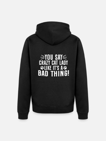 Cadeaux de grand-mère chat - Veste à capuche bio Premium Unisexe - noir