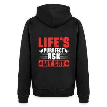 Cat Grandpa Gifts - Unisex Premium Bio Zip Hoodie - Schwarz - Hinten - Nico (187cm)