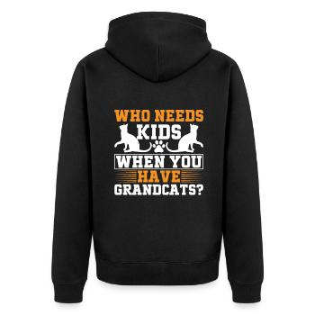 Cat Grandpa Gifts - Unisex Premium Bio Zip Hoodie - Schwarz - Hinten - Nico (187cm)