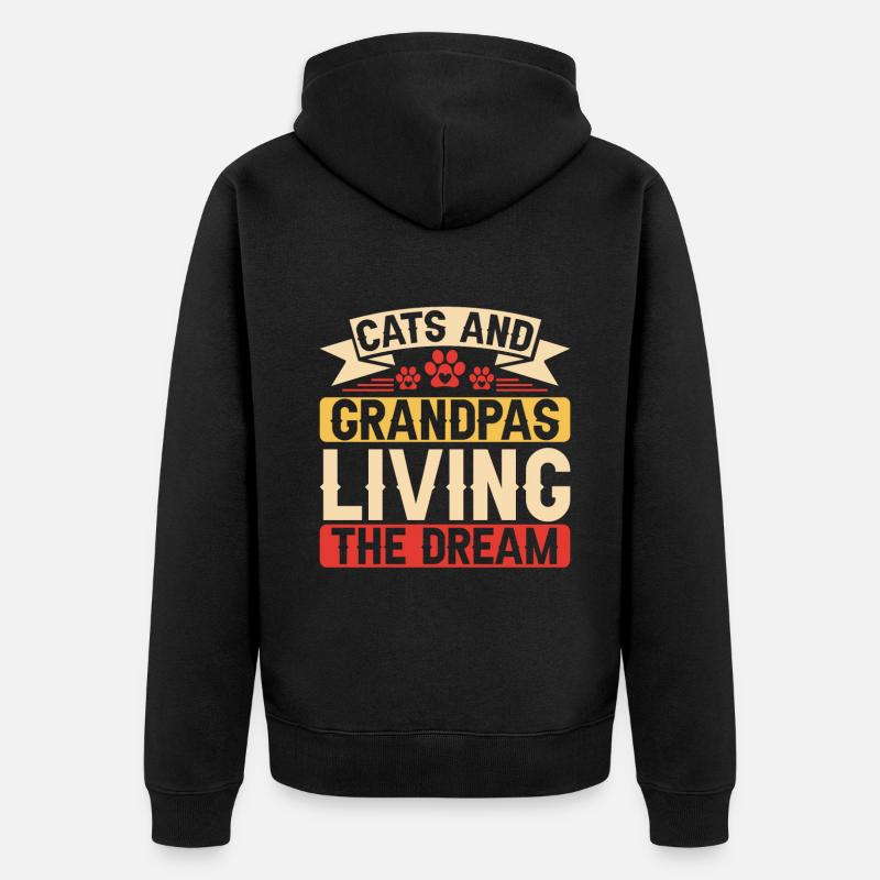 Chats Cadeaux Papy - Veste à capuche bio Premium Unisexe - noir