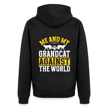 Cat Grandpa Gifts - Unisex Premium Bio Zip Hoodie - Schwarz - Hinten - Nico (187cm)