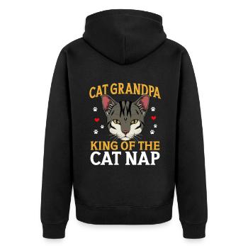Cat Grandpa Gifts - Unisex Premium Bio Zip Hoodie - Schwarz - Hinten - Nico (187cm)