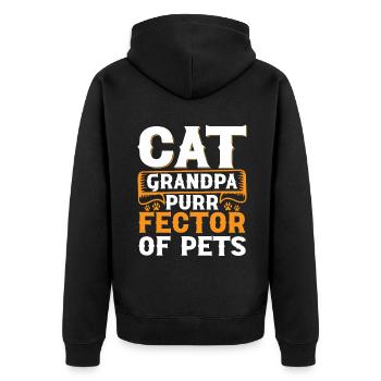 Cat Grandpa Gifts - Unisex Premium Bio Zip Hoodie - Schwarz - Hinten - Nico (187cm)
